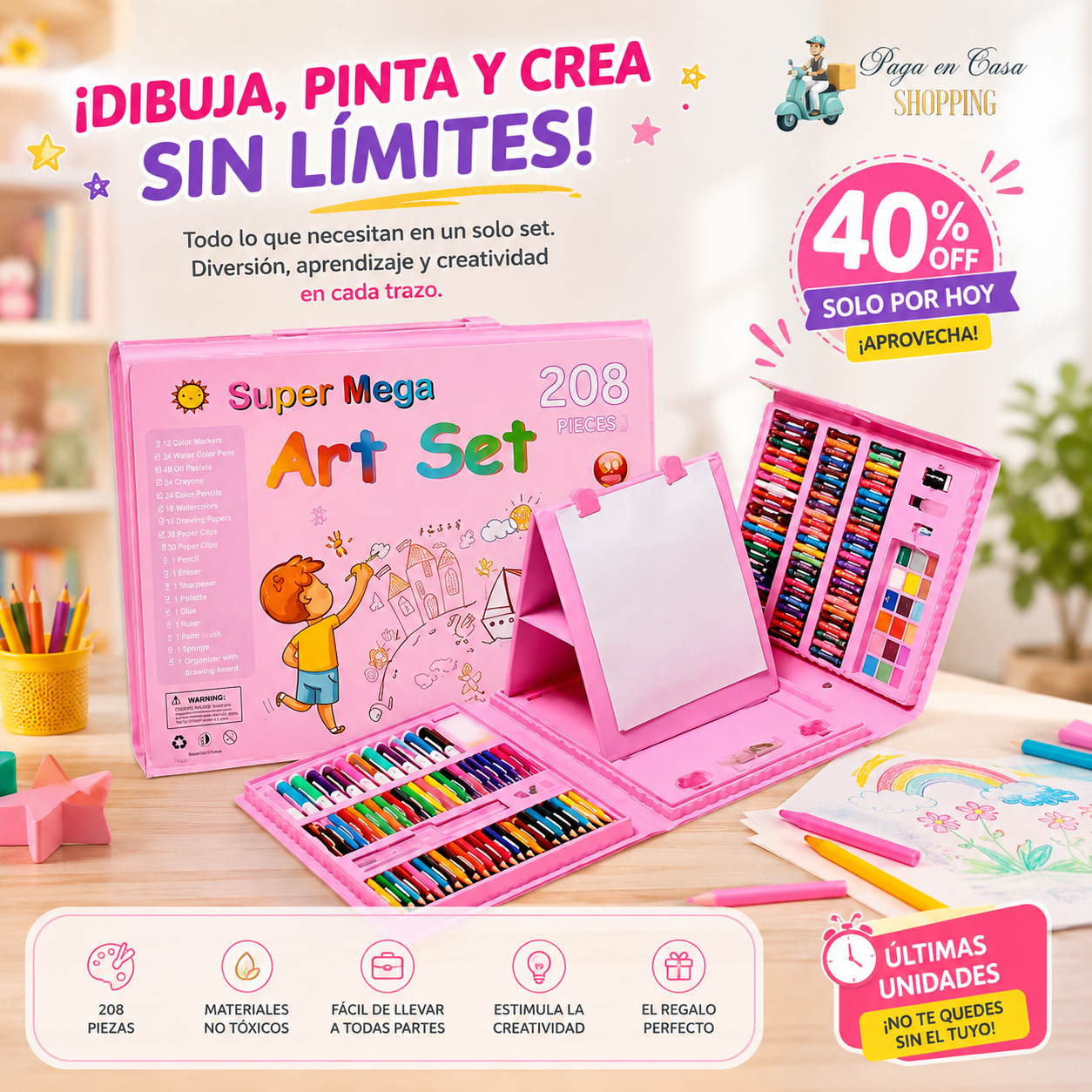 SET 208 PIEZAS DE ARTE PARA NIÑOS