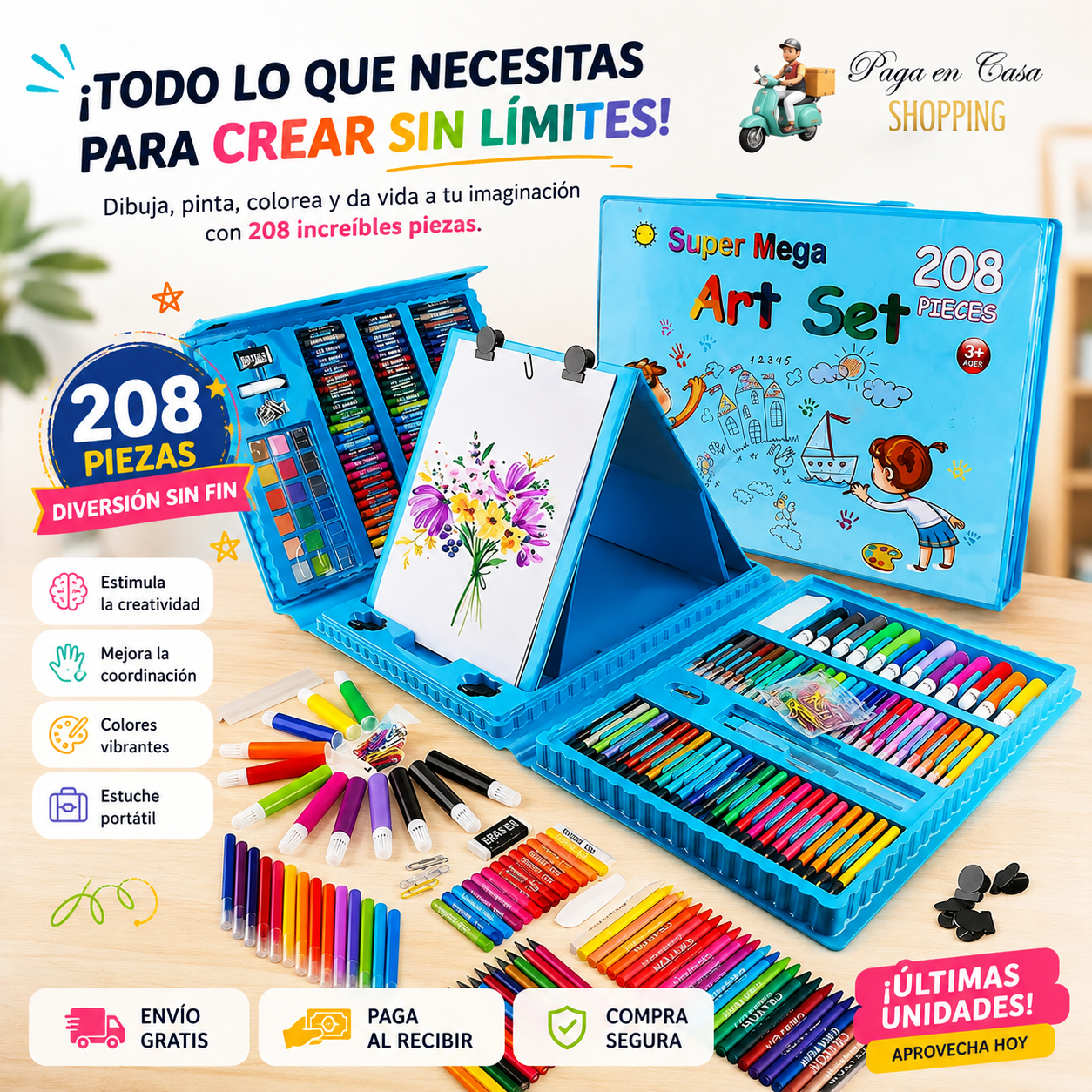 SET 208 PIEZAS DE ARTE PARA NIÑOS