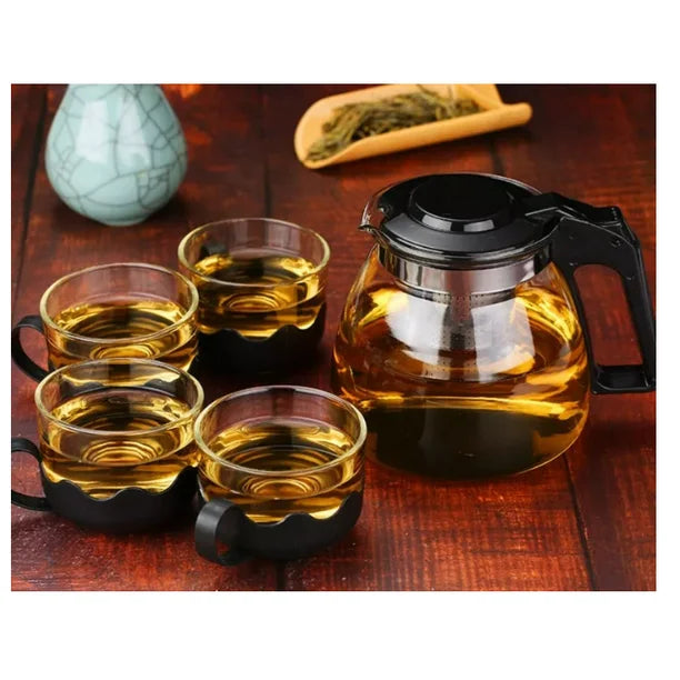 Tetera de Vidrio Infusión  + 4 Tazas de Regalo