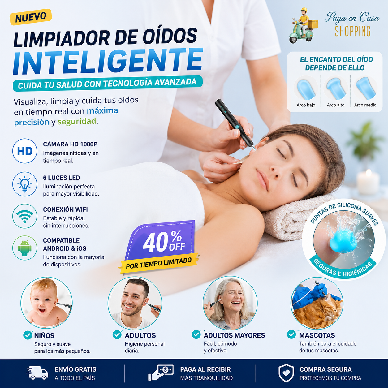 Otoscopio Limpiador Oidos Luz Camara Hd
